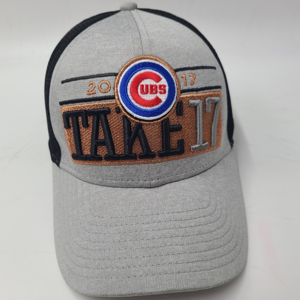 Chicago Cubs Hat Snapback New Era 9Forty Mesh Gray MLB 2017 Postseason‎ Take 17